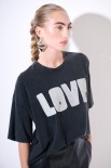 T-SHIRT OVER MANICA CORTA STAMPA LOVE GRIGIO